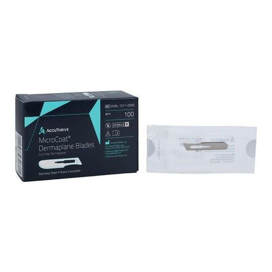 AccuThrive #10S DermaPlane Blade, Stainless Steel, MicroCoat, Sterile, 100bl/ct, 5ct/cs
