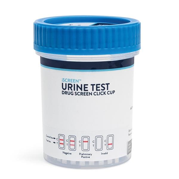 iScreen Click Cup Test, for BUP, BZO, COC, MOP300, MTD (NO THC), CLIA-Waived, 25/bx (US Only)