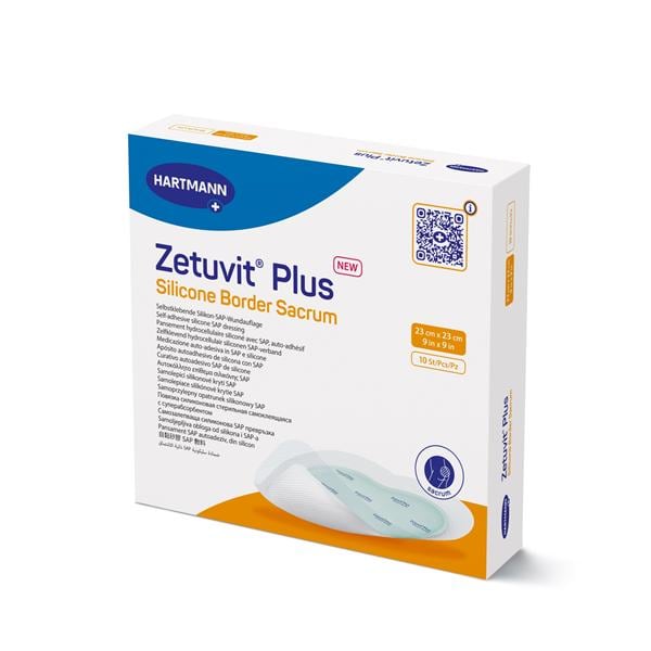 Zetuvit Plus Silicone Border, Sacrum, 9" x 9" , 10/bx