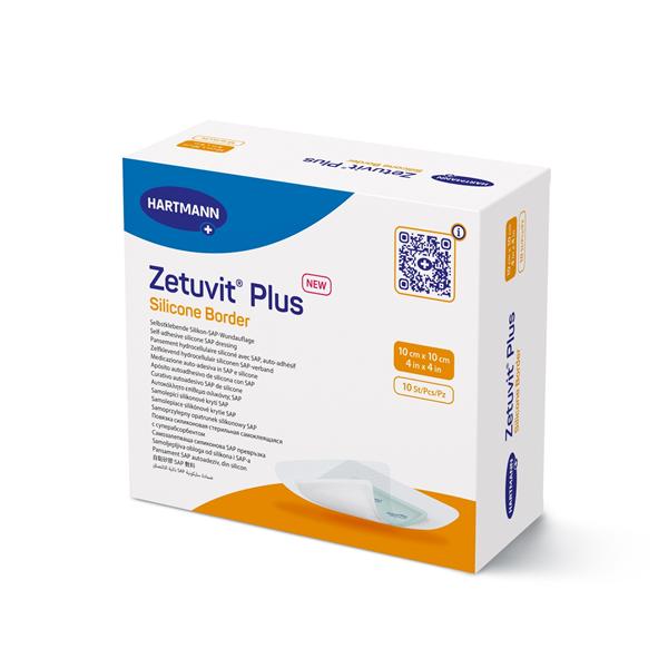Zetuvit Plus Silicone Border, 4" x 4", 10/bx