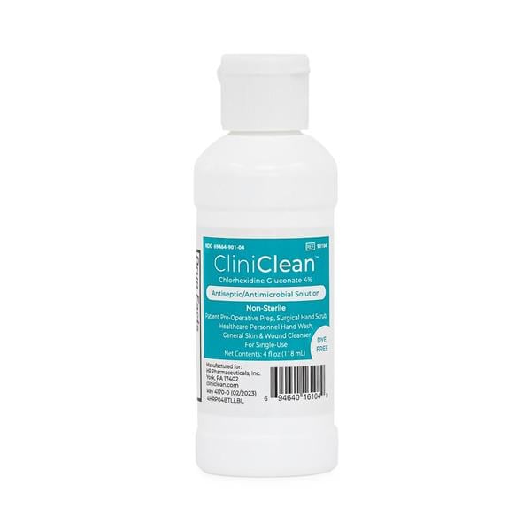 CliniClean Chlorhexidine Gluconate 4% Antiseptic/Antimicrobial Solution, 4oz. Flip-Top Bottle, 48/cs
