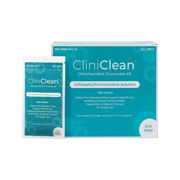 CliniClean Chlorhexidine Gluconate 4% Antiseptic/Antimicrobial Solution, 15ml Packet, 50/bx, 10bx/cs