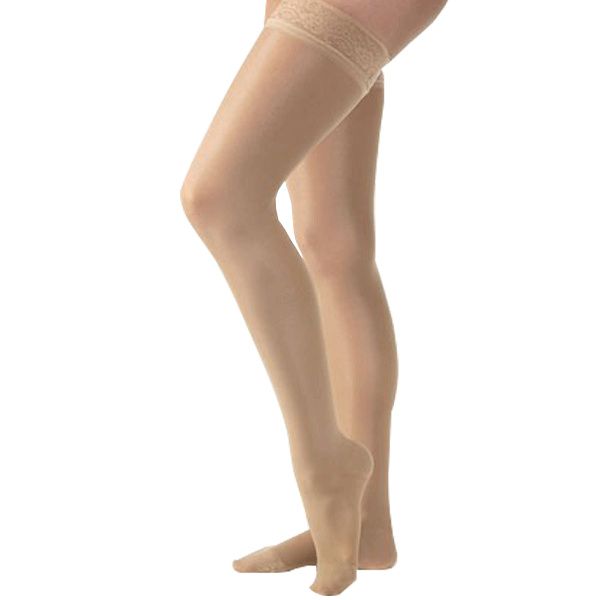 Compression Stocking, Thigh High, 30-40 mmHG, Closed Toe, Lace, Petite, Natural, Medium (Continental US Only)