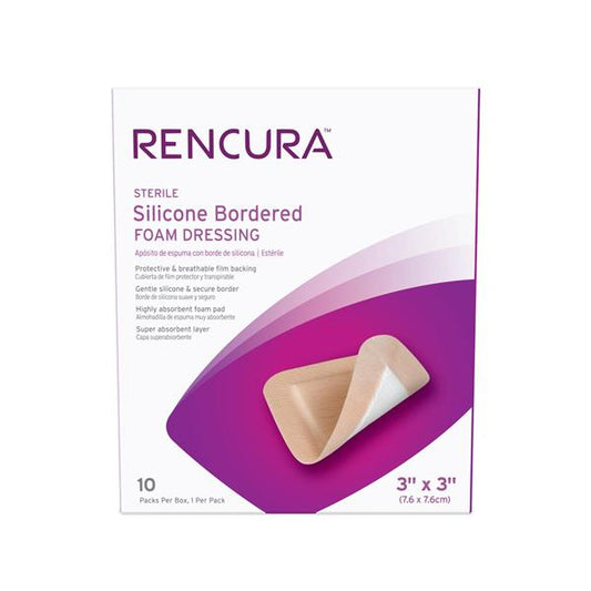 Silicone Bordered Foam Dressing, 3" x 3", 1/pk, 10 pk/bx, 10 bx/cs (Products cannot be sold on Amazon.com or any other third Party sites.)