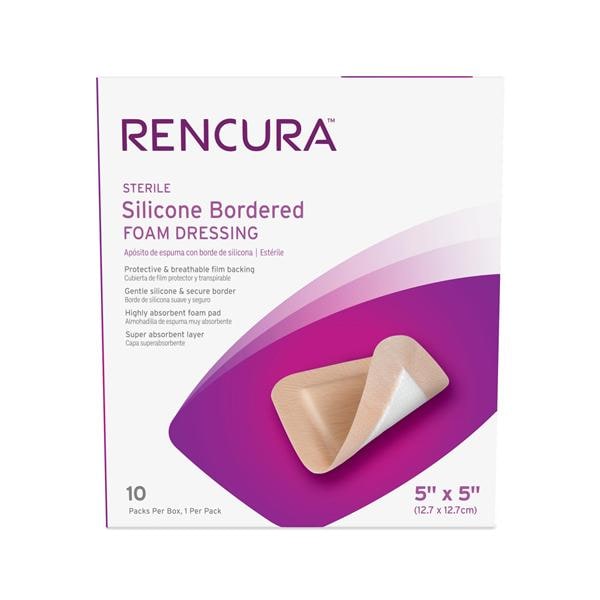 Silicone Bordered Foam Dressing, 5" x 5", 1/pk, 10 pk/bx, 10 bx/cs (Products cannot be sold on Amazon.com or any other third Party sites.)