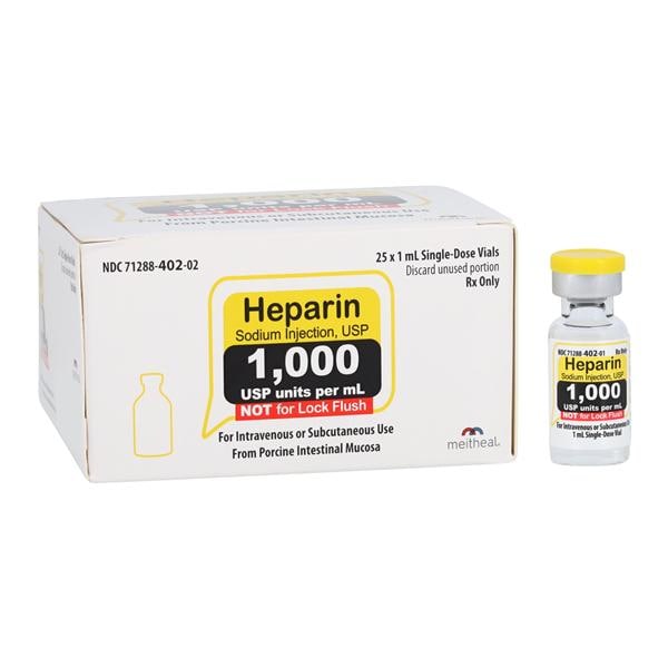 Heparin Sodium Injection, USP, 1000 USP units per 1 ml, SDV, 25/bx (Rx) (Item is Non-Returnable) (US Only, Excluding IN and ND)
