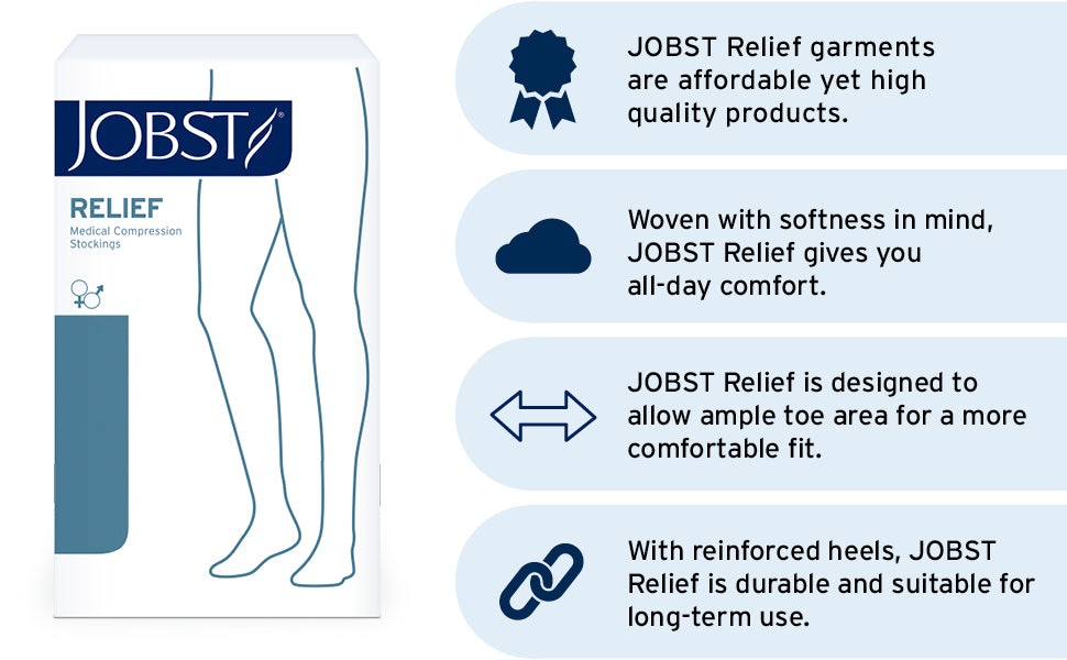 Compression Stocking, Thigh Relief, 30-40mmhg, Closed Toe, Silicone, Petite, Black, SM (Continental US Only)
