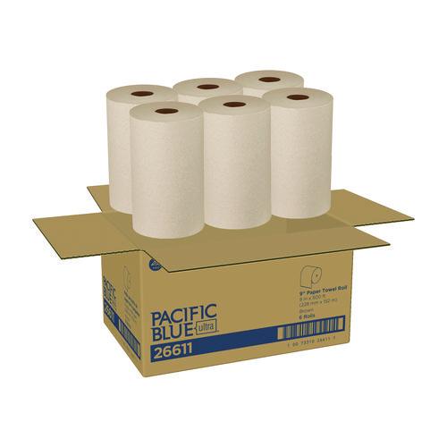 Pacific Blue Ultra Paper Towels, Roll Towel, Brown, High Capacity, 6/cs