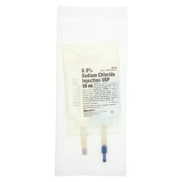 Sodium Chloride Injection, 0.9%, USP, 50 ml, Viaflex Plastic Container, Single Pack, 96/cs (Rx) (Continental US Only) (Product Access Restricted. Check with your sales rep to verify eligibility)&nbsp;&nbsp;<Strong style="color:red">Max weekly quantity allowed: 10</Strong>