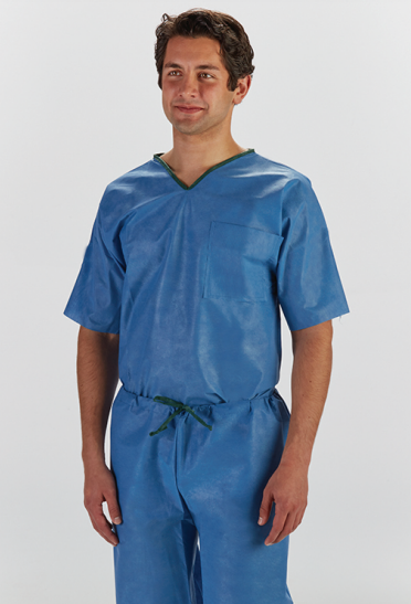 Scrub Set, Shirt & Pant, 5XL, Teal, Nonwoven, 20sets/cs
