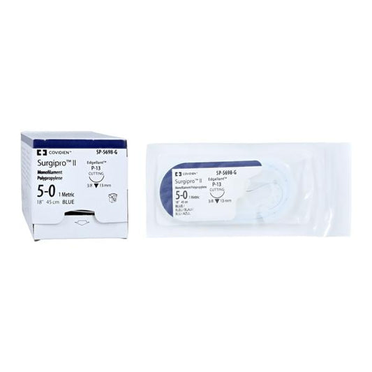 Suture, Premium Reverse Cutting, Size 5-0, Blue, 18", Needle P-13, 3/8 Circle, 3 dz/bx (Continental US Only)