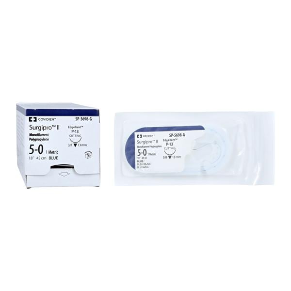Suture, Premium Reverse Cutting, Size 5-0, Blue, 18", Needle P-13, 3/8 Circle, 1 dz/bx (Continental US Only)