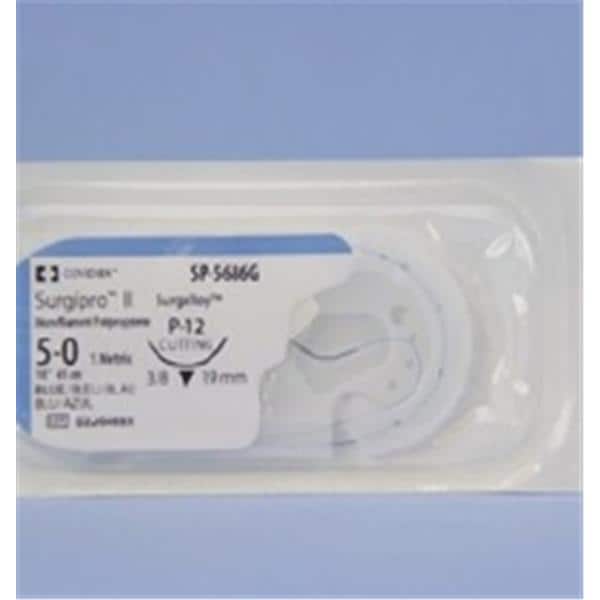 Suture, Premium Reverse Cutting, Size 5-0, Blue, 18", Needle P-12, 3/8 Circle, 3 dz/bx (Continental US Only)