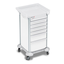 Cart, MobileCare Series, Electronic - Standard Lock Individual Drawer Sensor,Blue Cart Fram, 29in Drawer Width, 6 Drawer w/Soft Closure Slides, 3/3/3/3/6/9 Drawer Configuration, Utility Shelf, Fully Assembled, 360-Degree Rotation, Solid Aluminum Extrusion Frame, Battery Powered, Electronic Hardware & Firmware, Medical Cart Administration Software, 44x39x26 (DROP SHIP ONLY)