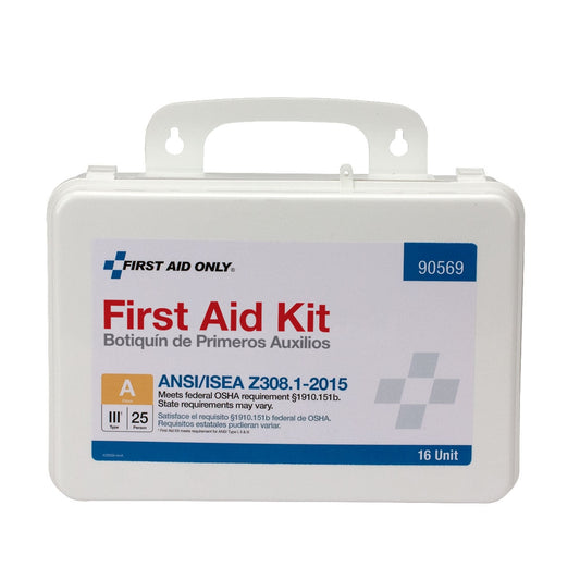 16 Unit First Aid Kit, ANSI A,  Plastic Case, Custom Logo , 48/cs (DROP SHIP ONLY - $150 Minimum Order)