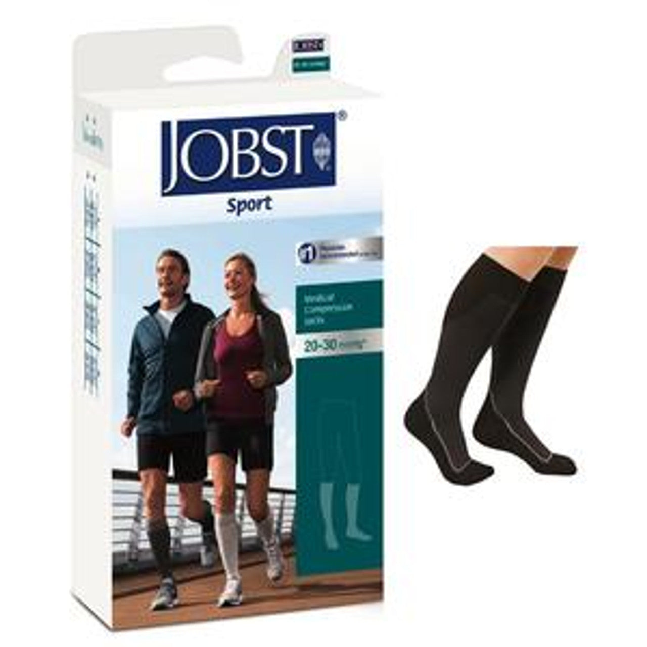 Sport Sock JOBST, 20-30mmhg, Knee High, Medium, Cool Black/Black, Closed Toe, 1/pr (Continental US Only)