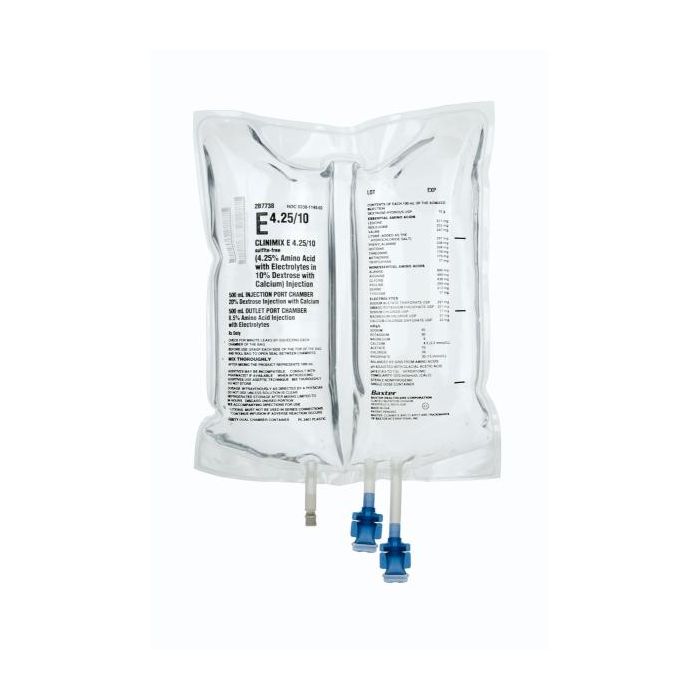 Clinimix E Injection, 4.25% Amino Acid with Electrolytes in 5% Dextrose with Calcium, Sulfite-Free, 1000 ml, Clarity Dual Chamber Container, 6/cs (Rx) (Continental US Only) (Product Access Restricted. Check with your sales rep to verify eligibility)&nbsp;&nbsp;<Strong style="color:red">Max weekly quantity allowed: 10</Strong>