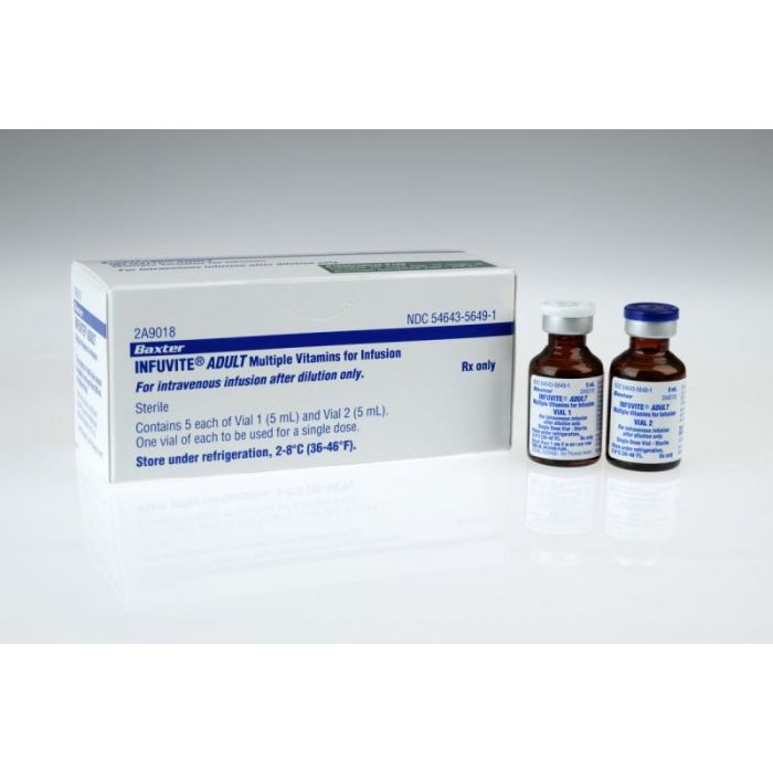 Infuvite Multivitamin IV Infusion, SDV, 5 ml, Adult, Sterile, 5/pk, 20 pk/cs (Rx) (Item is Non-Returnable) (Continental US Only) (Product Access Restricted. Check with your sales rep to verify eligibility)