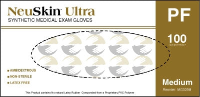 Exam Glove, Vinyl, Medium, Powder-Free, Beige, Beaded Cuff, Non-Sterile, 100/bx, 10 bx/cs