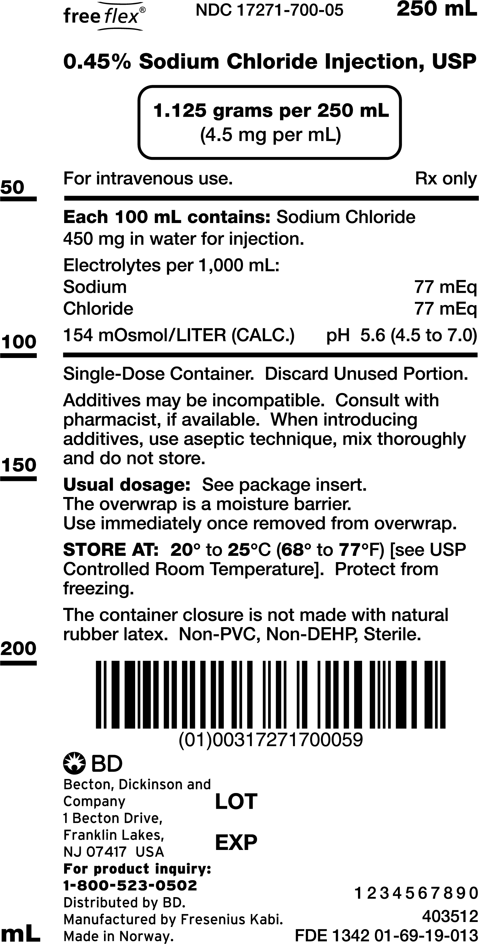 IV Fluid, .45% Saline, 100ml, 50/cs (Rx) (Temp Sensitive; Non-Returnable) (Continental US Only, Excluding IN and ND) (Drop Ship Requires Pre-Approval)&nbsp;&nbsp;<Strong style="color:red">Max weekly quantity allowed: 10</Strong>