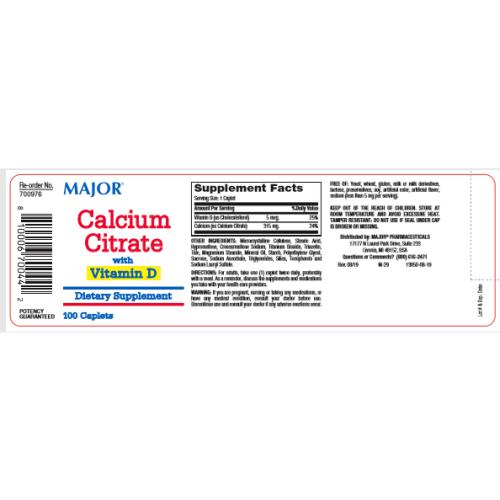 Calcitrate, Vitamin D, Tablets, 100s, Compare to Citracal + D, NDC# 80681-0115-00 (US Only)
