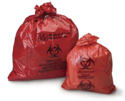 Biohazard Bag, 30_" x 41", 1.5 mil, Red Biohazard Symbol, 30 Gallon, 250/cs