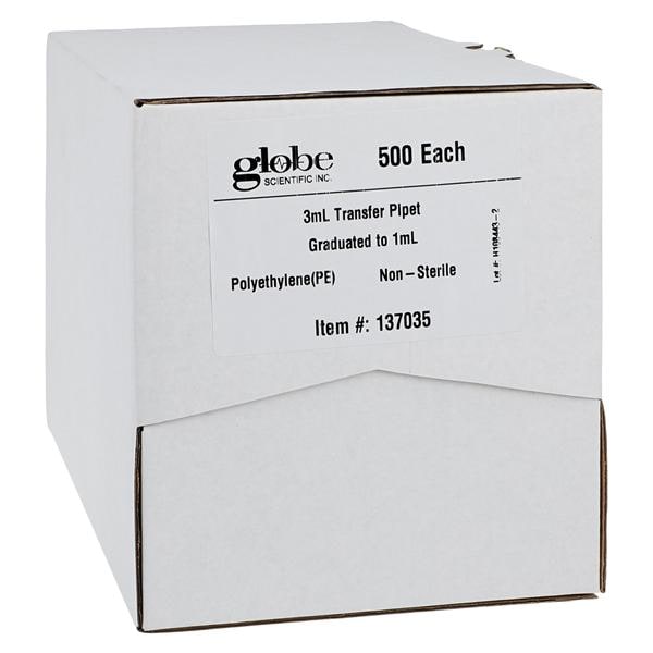 Pipet, 3 mL, Non-Sterile, 500/bx, 10 bx/cs (12 cs/plt)