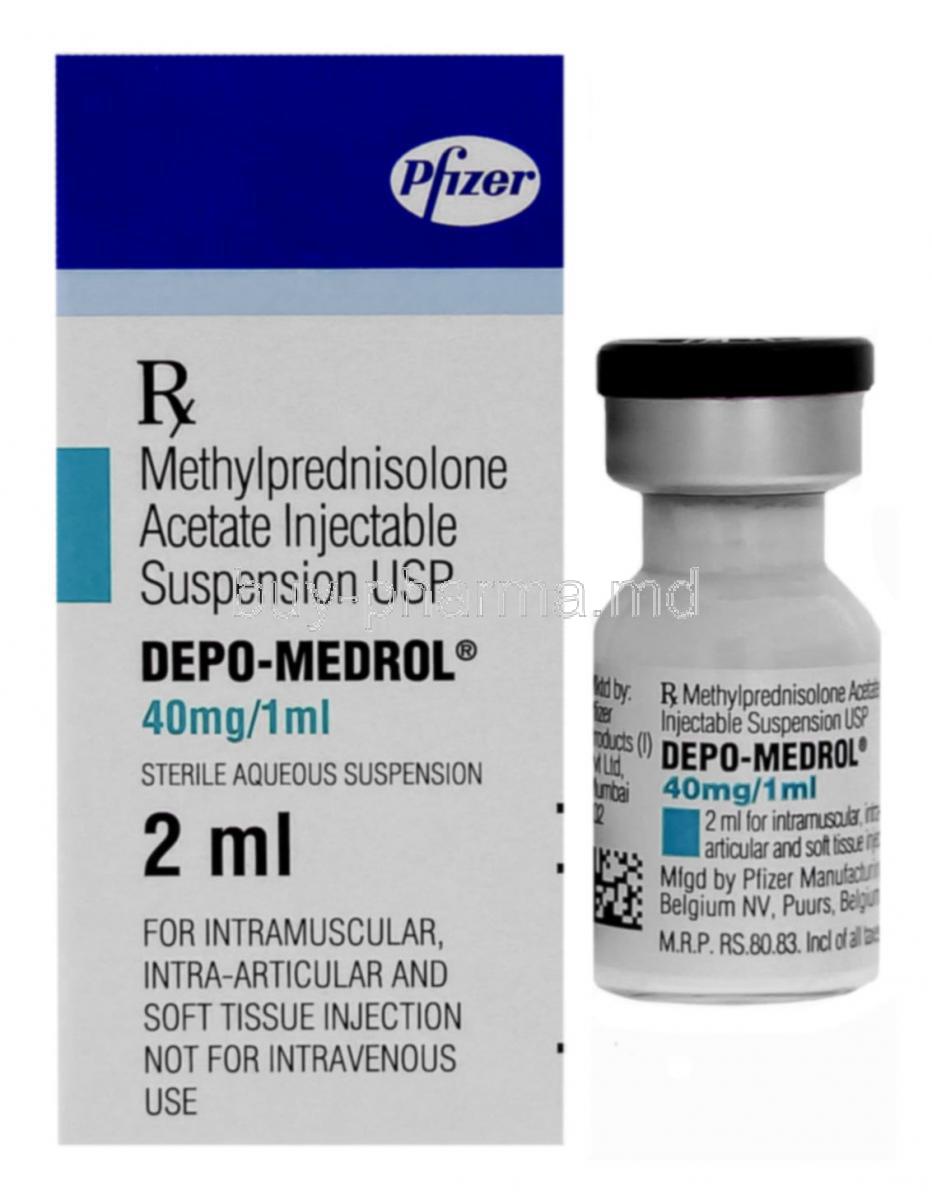 Methylprednisolone Acetate, Sterile Solution, 80mg/mL, 1mL Vial (Rx) (Item is Non-Returnable) (We must have your Wholesale Drug License on File before shipping this product) (US Only, Excluding IN and ND), 1/pk (0009-3475-01)