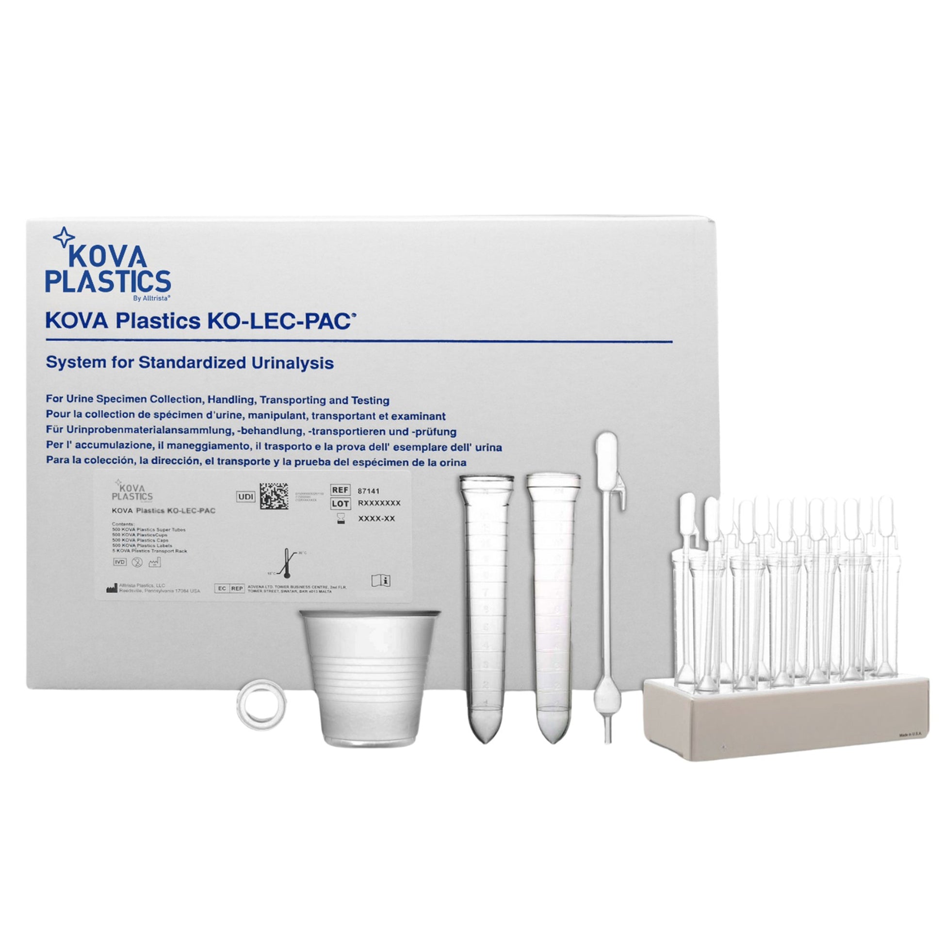 KO-LEC-PAC, Includes (500) Super Tubes, (500) Cups, (500) Caps, (500) Labels, (5) Transport Racks