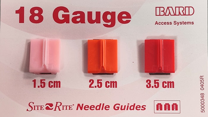 Needle Guide Kit, 48 Inch Probe Cover, 18 guage, 1.5cm, 2.5 cm, and 3.5cm Depths, 10/pk