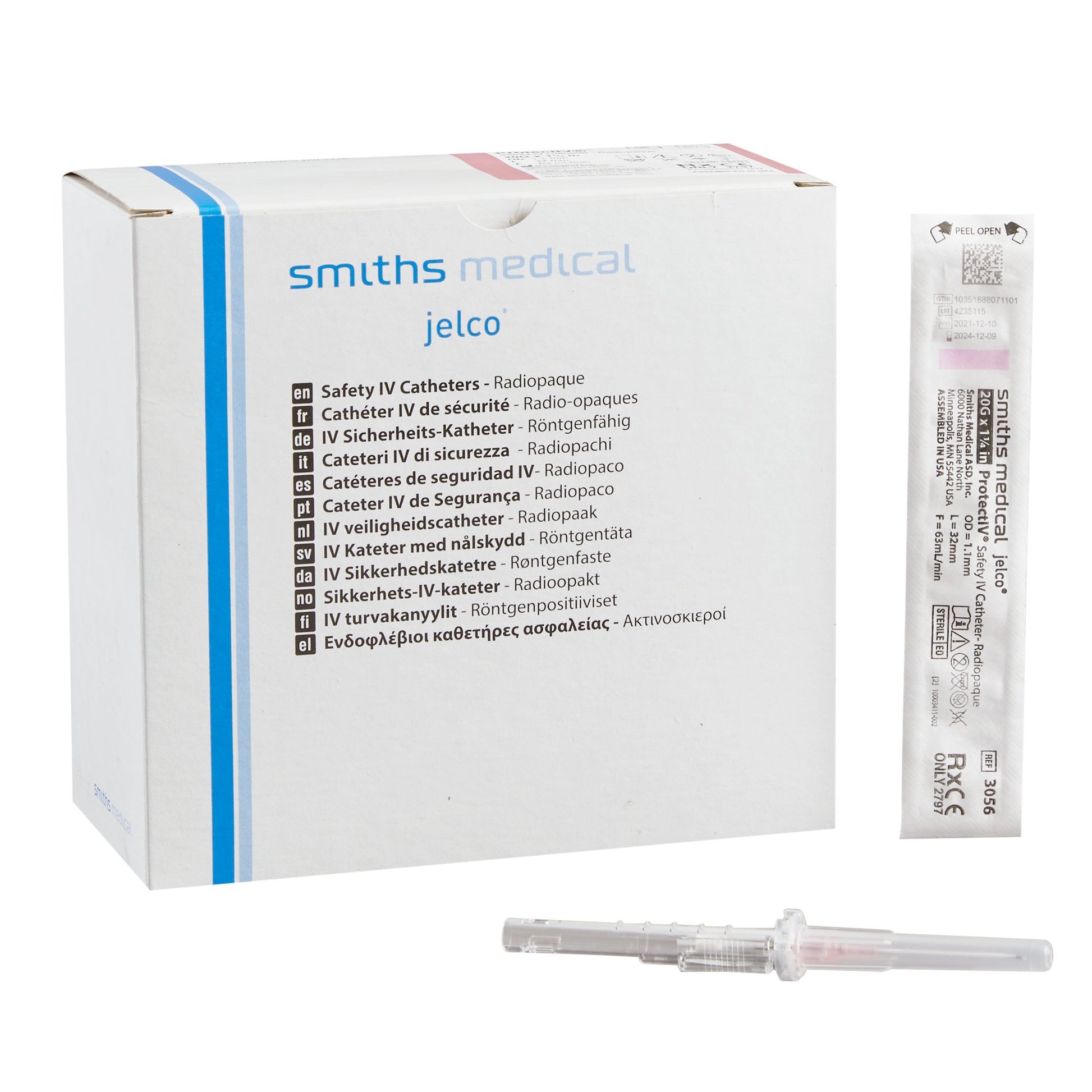 IV Catheter, 20G x 1_" Retracting Needle, Pink, 50/bx, 4 bx/cs (US Only)