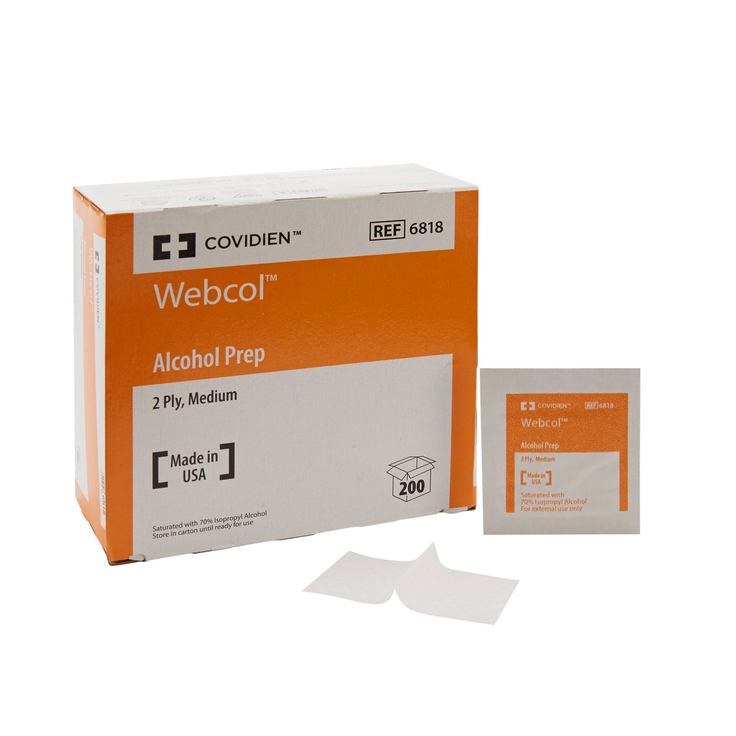 70% Isopropyl Alcohol Skin Prep Pad, Webcol, Medium, Sterile, 200/ct, 20 ct/cs (Continental US Only) (Item on Manufacturer Backorder - Inventory Limited when Available)