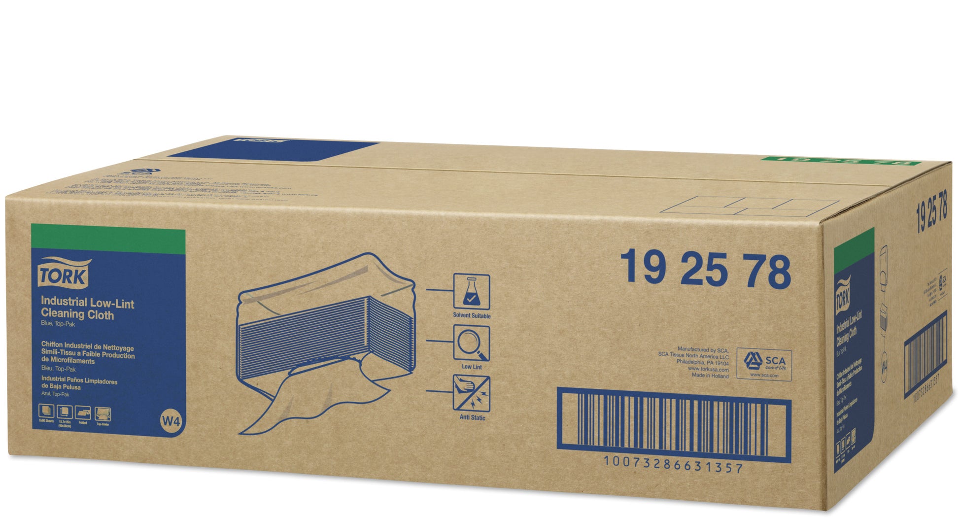 Industrial Cleaning Cloth, Heavy-Duty, Top-Pak, Premium, White, 1-Ply, Embossed, W4, 16.9" x 14", 65 sht/pk, 5 pk/cs
