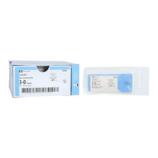 Suture, Reverse Cutting, Size 3-0, Black, 18", Needle C-13, 3/8 Circle, 3 dz/bx (Continental US Only)