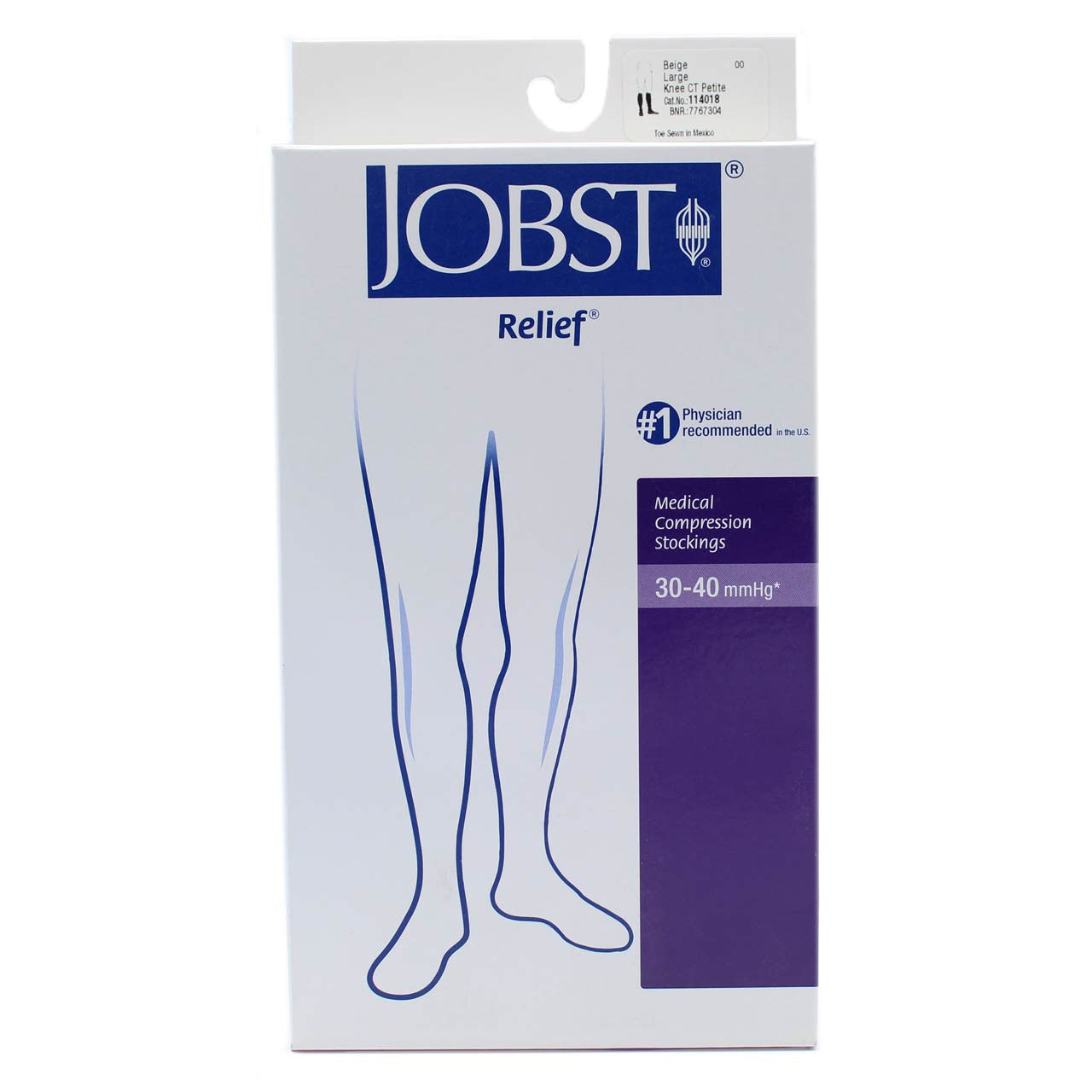 Compression Stocking, Knee Relief, 30-40mmhg, Closed Toe, Petite Large, Beige, 1/pr (Continental US Only)