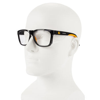 Safety Glasses, Anti-Glare, Clear Lens, Black Frame/Orange Tip, 1/pk, 12 pk/cs (Products cannot be sold on Amazon.com or any other 3rd party site) (US Only)