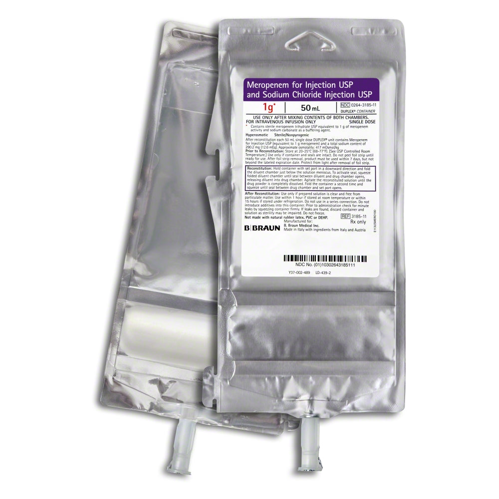 Meropenem Injection, 1.0 gr  50ml, (Rx) (Item is Non-Returnable) 24/ct (Continental US+HI Only, Excluding IN and ND)