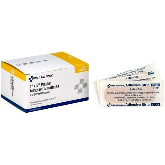 1"x3" Plastic Bandages, 100/bx (DROP SHIP ONLY - $150 Minimum Order)