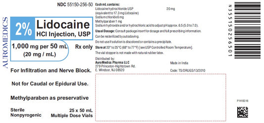 Lidocaine HCl Injection, USP 2% MDV 1000mg/ 50ml, 25 vials/pk (Rx) (US Only, Excluding IN and ND) (Product is Non-Returnable)