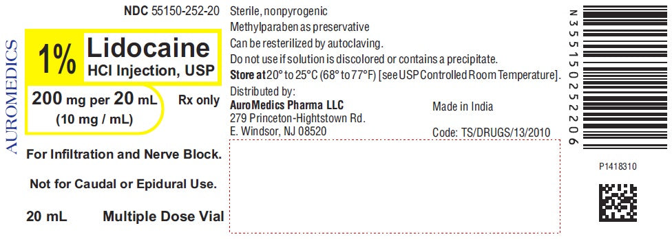 Lidocaine HCl Injection, USP 1% MDV 200mg/ 20ml, 25 vials/pk (Rx) (US Only, Excluding IN and ND) (Product is Non-Returnable)