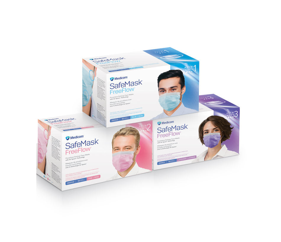 FreeFlow Face Mask, ASTM Level 1, Lavender, 50/bx, 10 bx/cs (Not Available for sale into Canada)