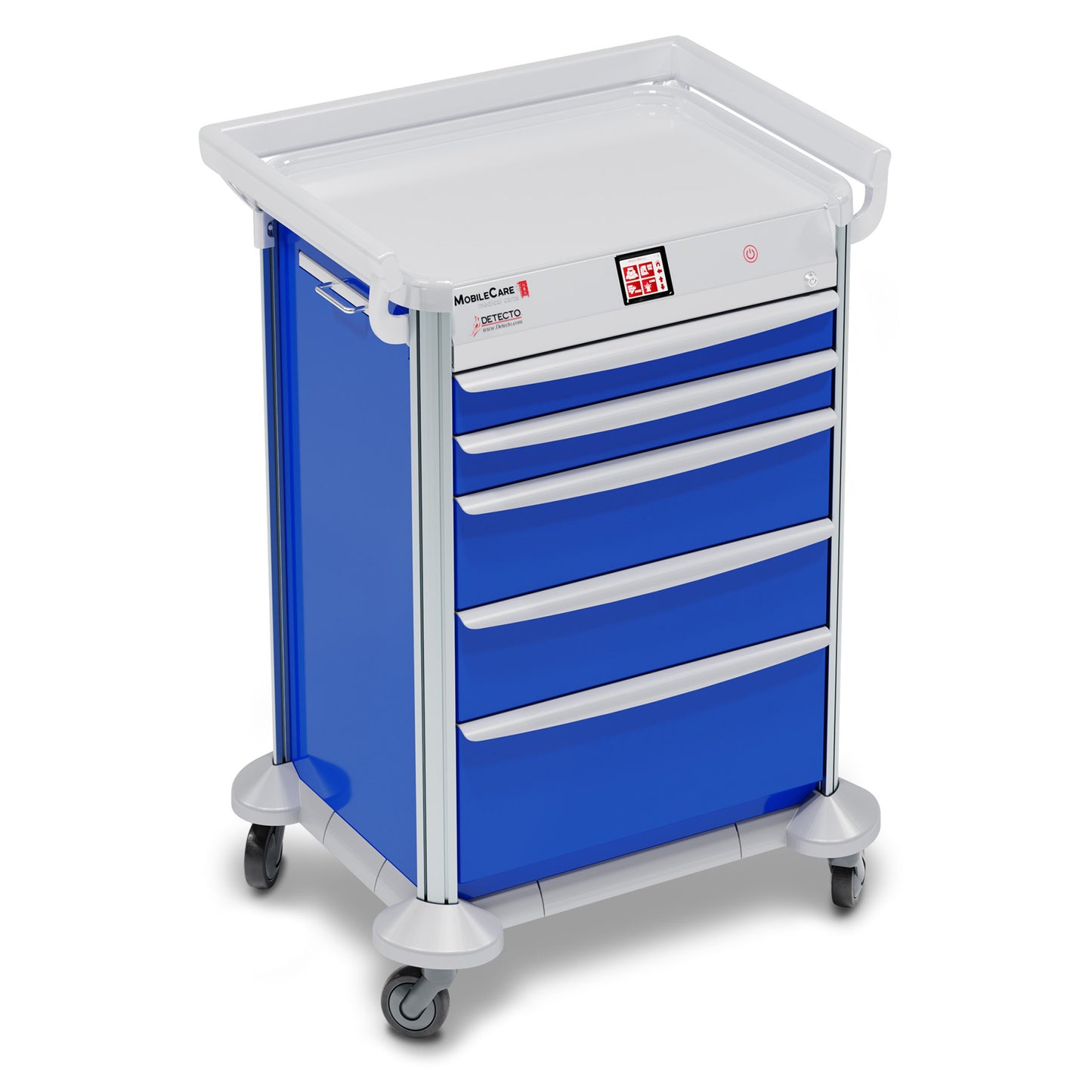 Electronic Medical Cart, Blue, Individual Drawer Locks, Individual Drawer Sensors, (5) Drawer (33669), (3) Sided Hand Rails, 23in Wide Drawers (DROP SHIP ONLY)