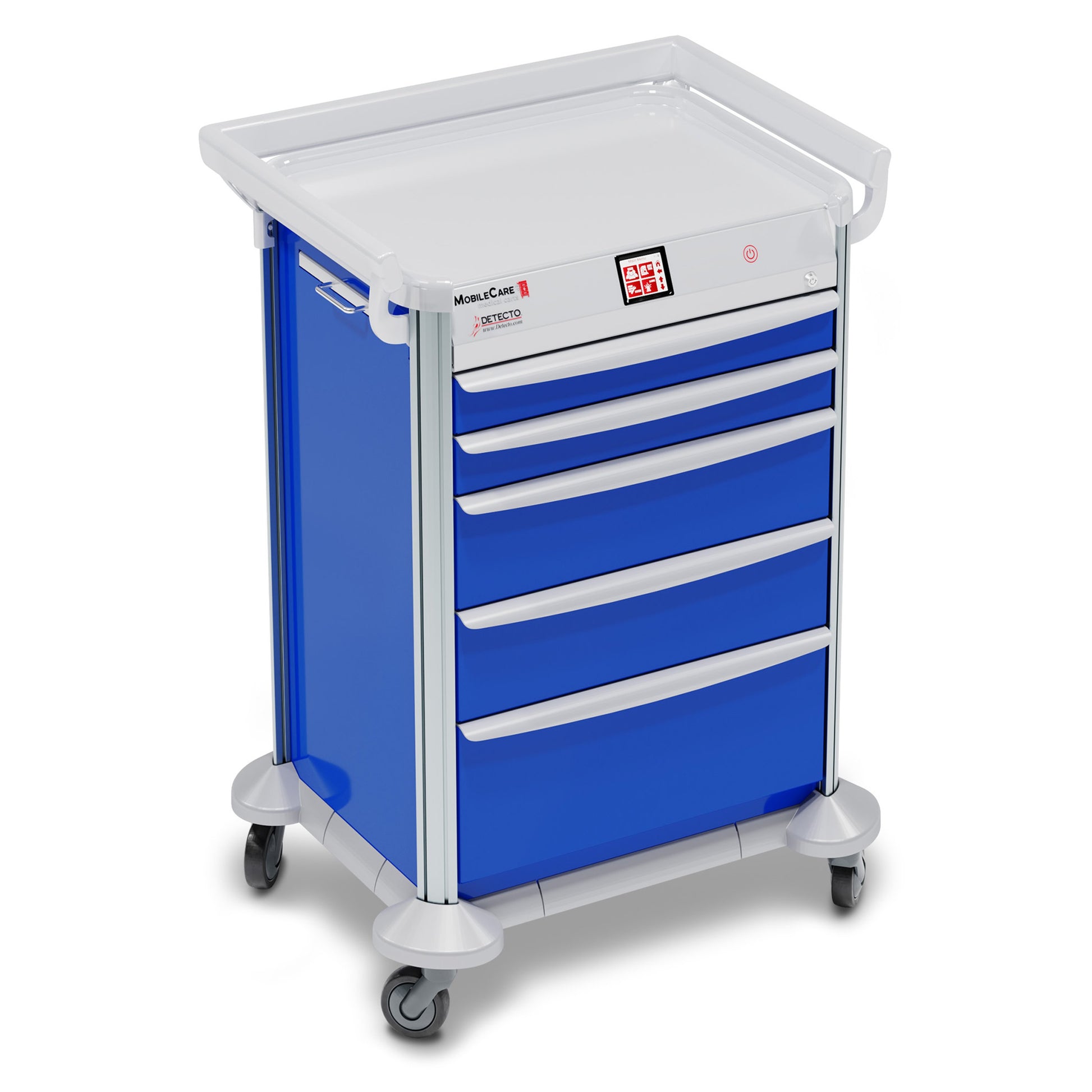 Electronic Medical Cart, Blue, Individual Drawer Locks, Individual Drawer Sensors, (5) Drawer (33669), (3) Sided Hand Rails, 23in Wide Drawers (DROP SHIP ONLY)