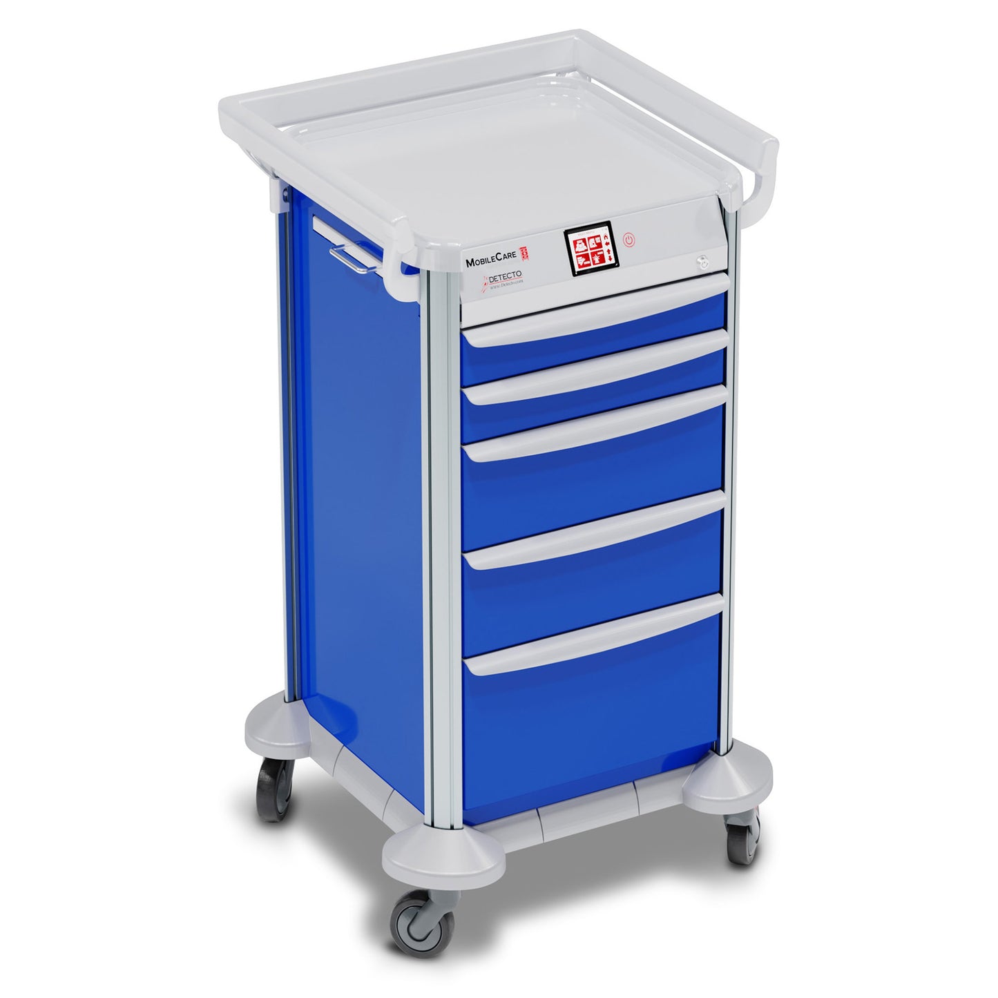 Electronic Medical Cart, Blue, Individual Drawer Locks, Individual Drawer Sensors, (5) Drawer (33669), (3) Sided Hand Rails, 16.5in Wide Drawers (DROP SHIP ONLY)