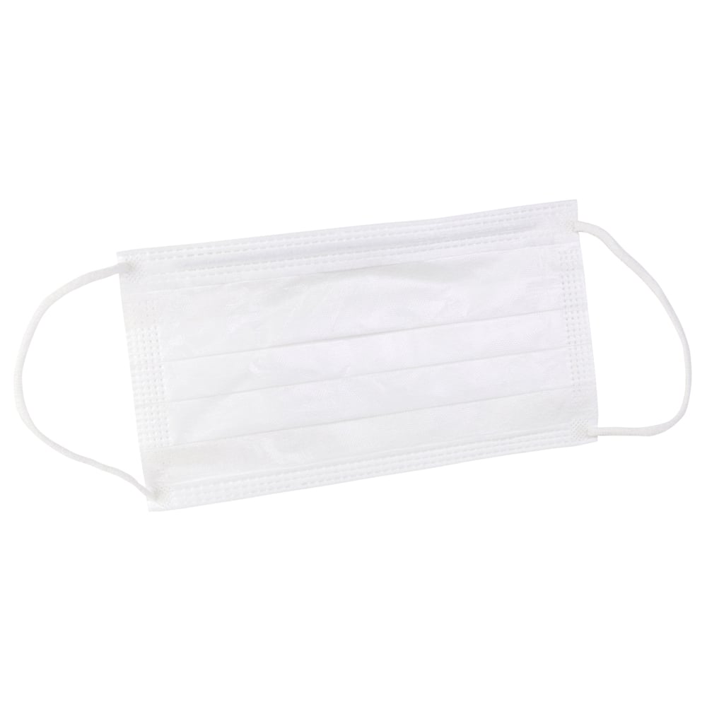 Face Mask with Knitted Earloops, Pleated, White, Sterile, 20/bg, 10 bg/cs