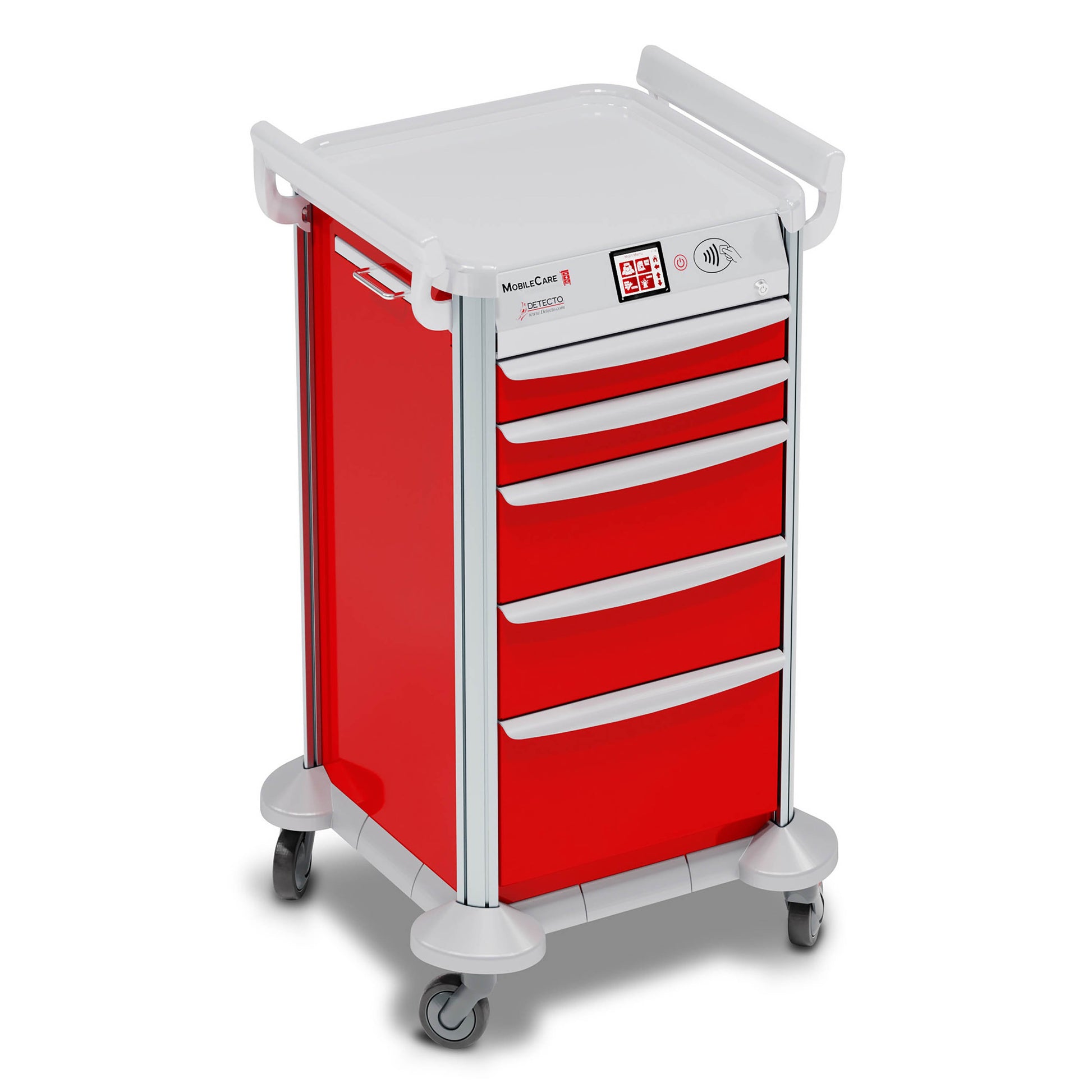 Cart, Mobile Care, 16 W, Red, 5 Drawers, RFID (DROP SHIP ONLY)