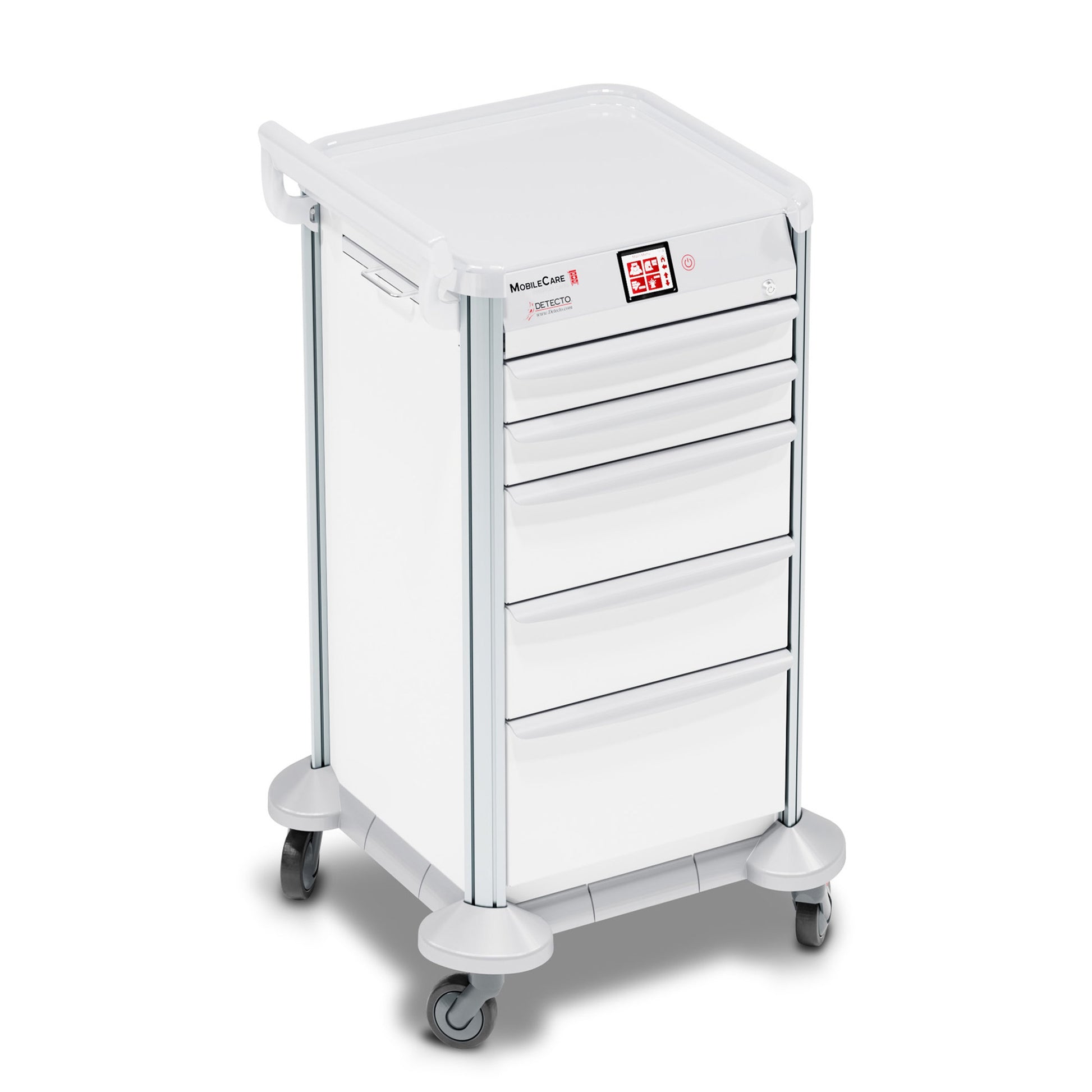 Mobile Care Medical Cart, Electronic - Individual Drawer Lock/Individual Drawer Sensor, White Frame, 16.5in Drawer Width, 3/3/6/6/9 Drawer Configuration, Utility Shelf (DROP SHIP ONLY)