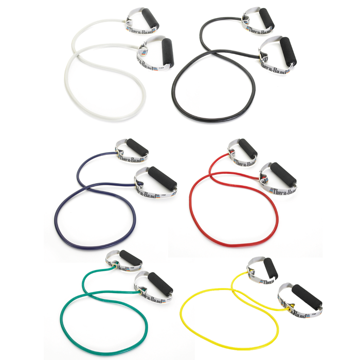 Resistance Tubing with Soft Grip Handles, Red/ Medium, 48", in Retail Clam-Shell Packaging, 12 ea/cs (020584) (Legacy# 21732) (US Only)