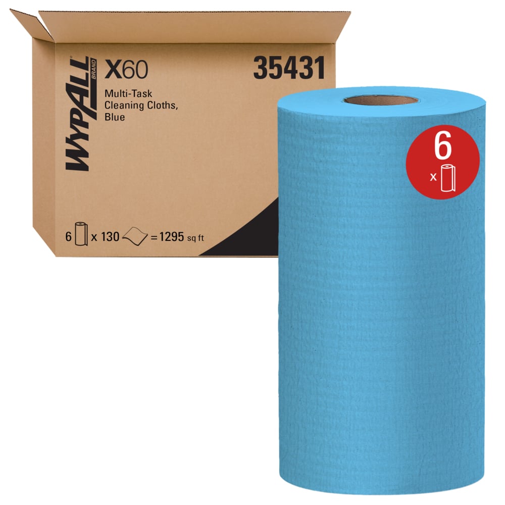 X60 Cloth, 19.6" x 13.4", Blue, 130 sheets/rl, 6 rl/cs (Products cannot be sold on Amazon.com or any other 3rd party site) (US Only)