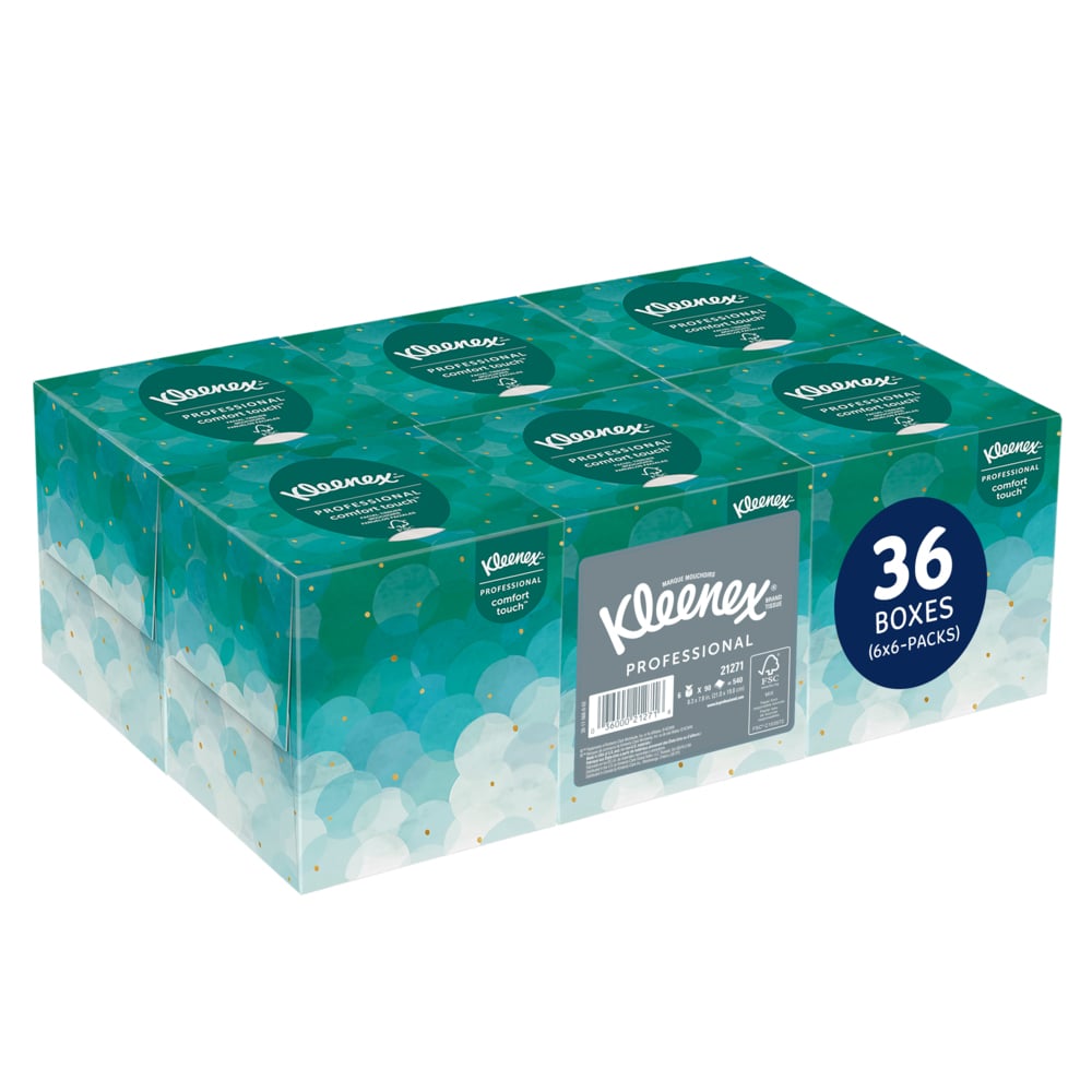 Kleenex Professional Facial Tissue, 2-Ply, White, Upright Facial Tissue Cube Boxes for Business, 90/bx, 6 bx/bundle, 6 bundle/cs (Products cannot be sold on Amazon.com or any other 3rd party site) (US Only)